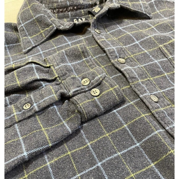 GAP Men’s Long Sleeve Plaid Flannel Jacket Thick Cotton Button Up Large - Picture 1 of 3